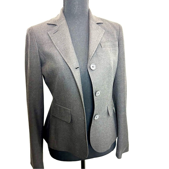 DKNY City | Gray Green Lined Three Button Long Sleeve Career Suit Coat Jacket 2P - Picture 3 of 14